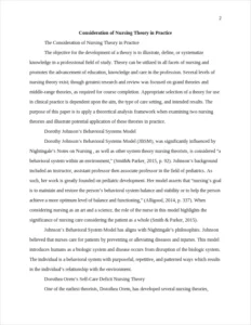 Consideration of Nursing Theory in Practice – page 2