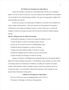 Critical Care Nursing Essay – page 2