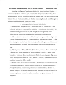 Nutrition and Dietetics Topic Ideas – page 2