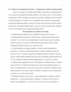 Critical Care Nursing Research Topics – page 2