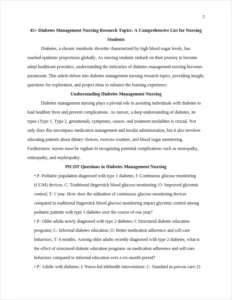Diabetes Management Nursing Research Topics – page 2