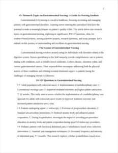 Research Topics on Gastrointestinal Nursing – page 2