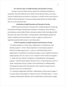 Research Topics on Health Promotion and Education in Nursing – page 2