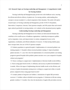 research topics on Nursing Leadership and Management – page 2