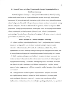 Research Topics on Cultural Competence in Nursing – page 2