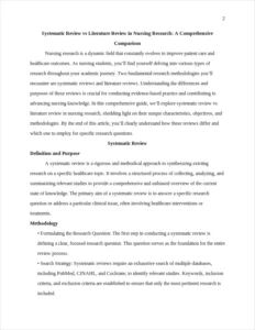 Systematic Review vs Literature Review in Nursing Research – page 2