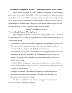 Process of Nursing Report Writing – page 2