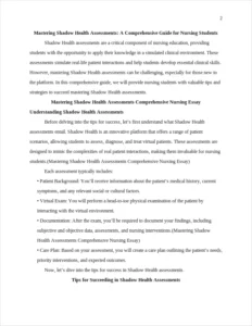 Mastering Shadow Health Assessments Comprehensive Nursing Essay – page 2