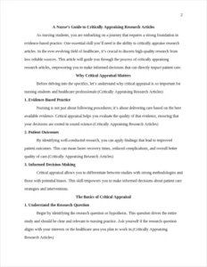 Critically Appraising Research Articles – page 2