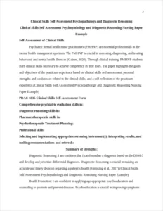 Clinical Skills Self Assessment Psychopathology and Diagnostic Reasoning Nursing Paper Example – page 2