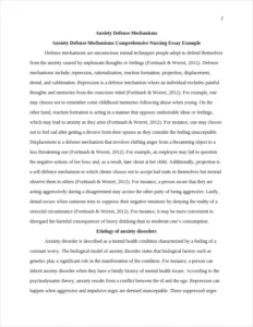Anxiety Defense Mechanisms Comprehensive Nursing Essay Example – page 2