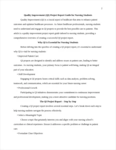 quality improvement project report guide – page 2