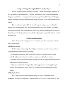 Writing a Nursing Health Policy Analysis Paper – page 2