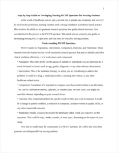 guide on developing nursing PICOT questions – page 2