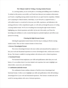 writing a nursing student resume – page 2