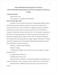 Shadow Health Digital Clinical Experience Focused Exam Comprehensive Nursing Essay Example – page 2