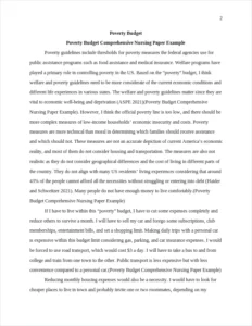 Poverty Budget Comprehensive Nursing Paper Example – page 2