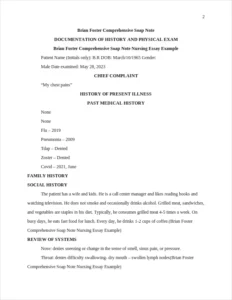 Brian Foster Comprehensive Soap Note Nursing Essay Example – page 2