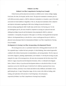 Pediatric Care Plan Comprehensive Nursing Essay Example – page 2