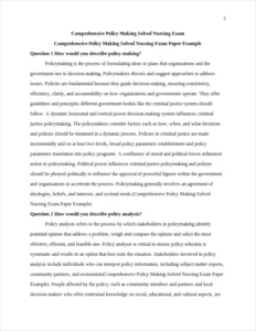 Comprehensive Policy Making Solved Nursing Exam Paper Example – page 2