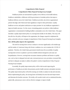 Comprehensive Policy Proposal Nursing Essay Example – page 2