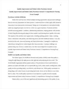 Quality Improvement and Patient Safety Practicum Journal-A Comprehensive Nursing Essay Example – page 2