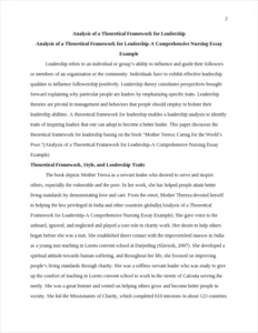 Analysis of a Theoretical Framework for Leadership-A Comprehensive Nursing Essay Example – page 2