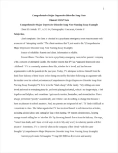 Comprehensive Major Depressive Disorder Soap Note Nursing Essay Example – page 2
