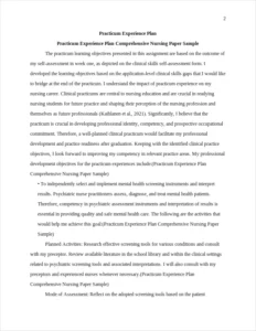 Practicum Experience Plan Comprehensive Nursing Paper Sample – page 2