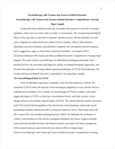 Psychotherapy with Trauma and Stressor-Related Disorders Comprehensive Nursing Paper Sample – page 2