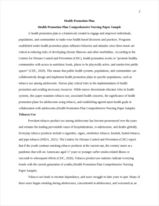 Health Promotion Plan Comprehensive Nursing Paper Sample – page 2