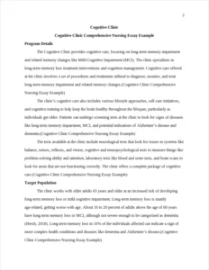 Cognitive Clinic Comprehensive Nursing Essay Example – page 2
