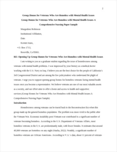 Group Homes for Veterans Who Are Homeless with Mental Health Issues-A Comprehensive Nursing Paper Sample – page 2