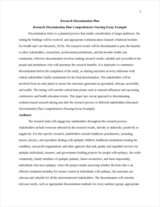 Research Dissemination Plan Comprehensive Nursing Essay Example – page 2