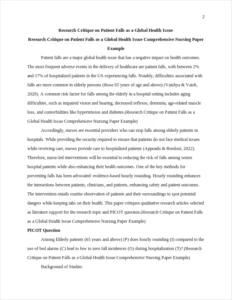 Research Critique on Patient Falls as a Global Health Issue Comprehensive Nursing Paper Example – page 2