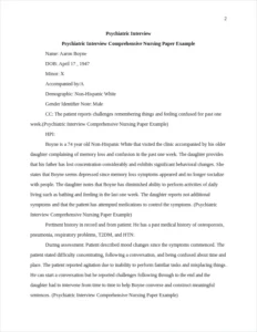Psychiatric Interview Comprehensive Nursing Paper Example – page 2