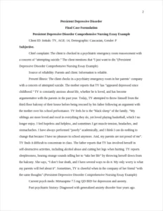 Persistent Depressive Disorder Comprehensive Nursing Essay Example – page 2