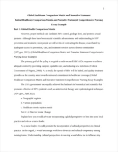 Global Healthcare Comparison Matrix and Narrative Statement Comprehensive Nursing Essay Example – page 2