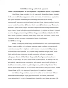 Global Climate Change and the Paris Agreement Comprehensive Nursing Essay Example – page 2
