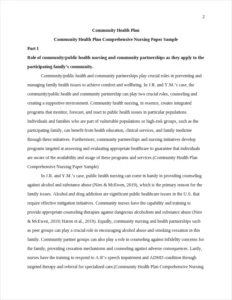 Community Health Plan Comprehensive Nursing Paper Sample – page 2