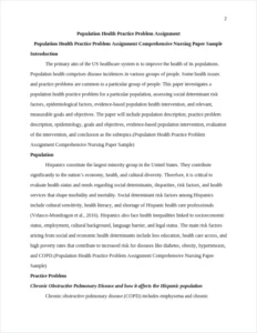 Population Health Practice Problem Assignment Comprehensive Nursing Paper Sample – page 2