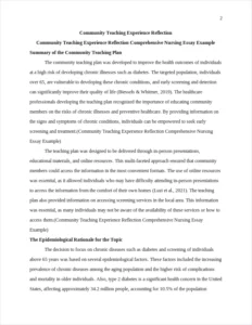 Community Teaching Experience Reflection Comprehensive Nursing Essay Example – page 2