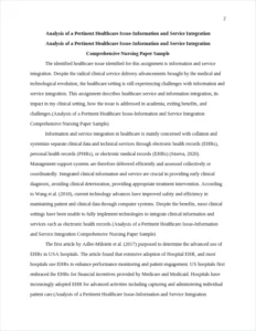 Analysis of a Pertinent Healthcare Issue-Information and Service Integration Comprehensive Nursing Paper Sample – page 2