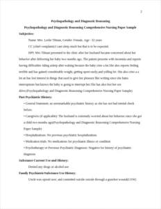 Psychopathology and Diagnostic Reasoning Comprehensive Nursing Paper Sample – page 2