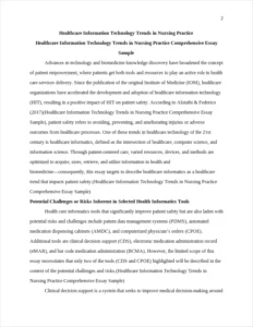 Healthcare Information Technology Trends in Nursing Practice Comprehensive Essay Sample – page 2