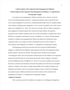 Critical Analysis of Post-Operative Pain Management in Pediatrics-A Comprehensive Nursing Paper Sample – page 2