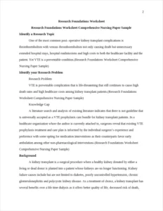 Research Foundations Worksheet Comprehensive Nursing Paper Sample – page 2