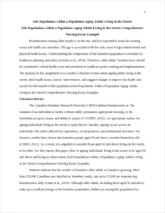 Sub-Populations within a Population-Aging Adults Living in the Streets Comprehensive Nursing Essay Example – page 2