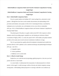 Global Healthcare Comparison Matrix and Narrative Statement Comprehensive Nursing Sample Paper – page 2