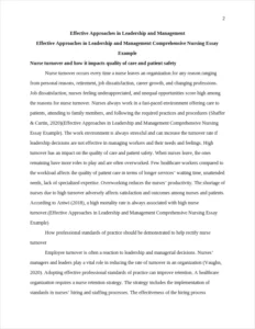 Effective Approaches in Leadership and Management Comprehensive Nursing Essay Example – page 2